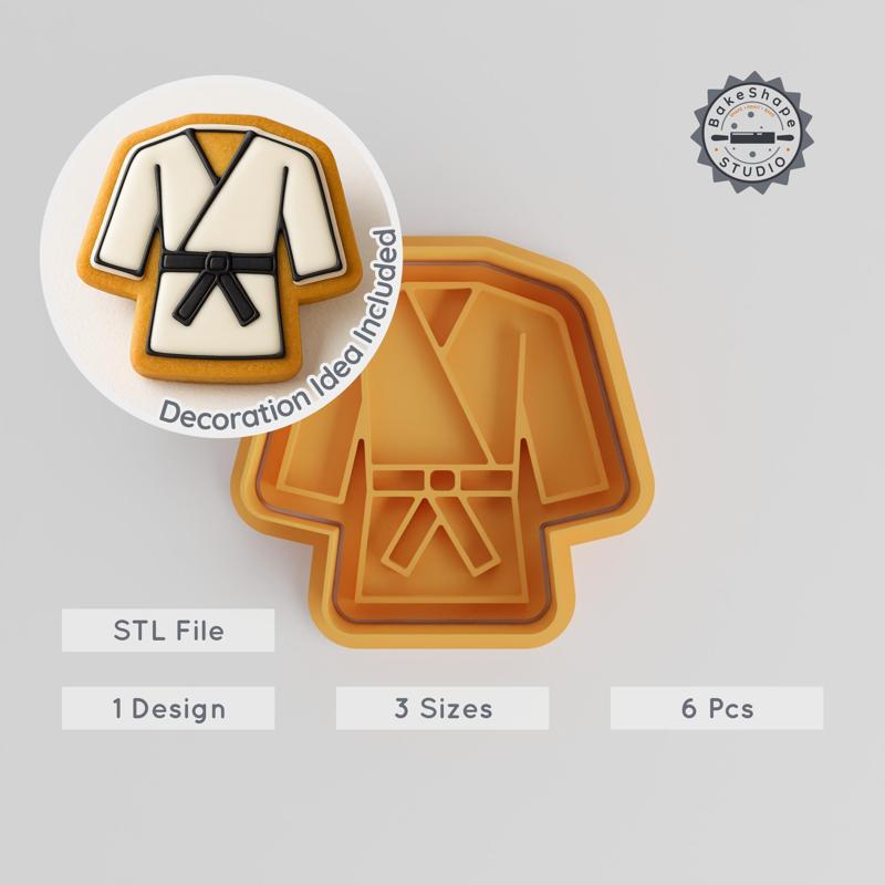 Martial Arts Shape Cutter & Stamp Set, Judo Cookie & Fondant Tools, 6 Piece Pack, S/M/L