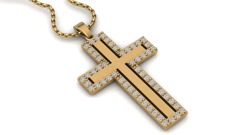 Print Ready STL 3DM Cross Necklace Classic Diamond Pendant