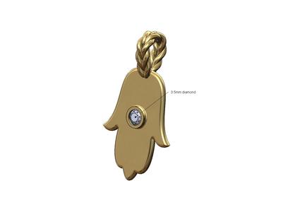 Braided wire diamond bezel Hamsa khmissa pendant bracelet charm 3D print model