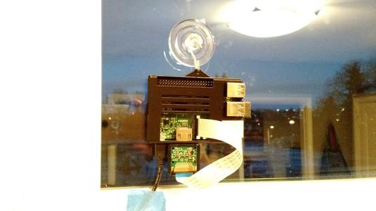 Raspberry Pi B+ Window Mounted Case with Camera Mount - Suction Cup Hanger!