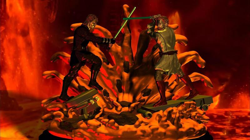 DIORAMA ANAKIN VS OBI WAN KENOBI BATTLE OF MUSTAFAR