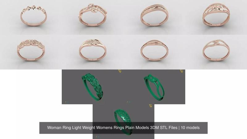 10 Models Woman Ring Womens Rings Plain Models 3DM STL Files 3D Model Collection