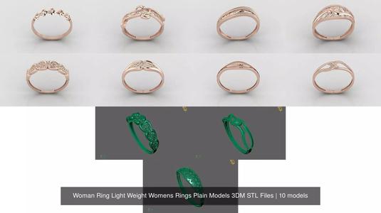 10 Models Woman Ring Womens Rings Plain Models 3DM STL Files 3D Model Collection