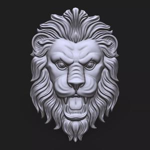 Lion face bas relief