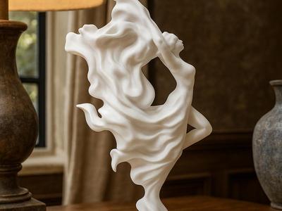 White Abstract Flowing Woman Sculpture
