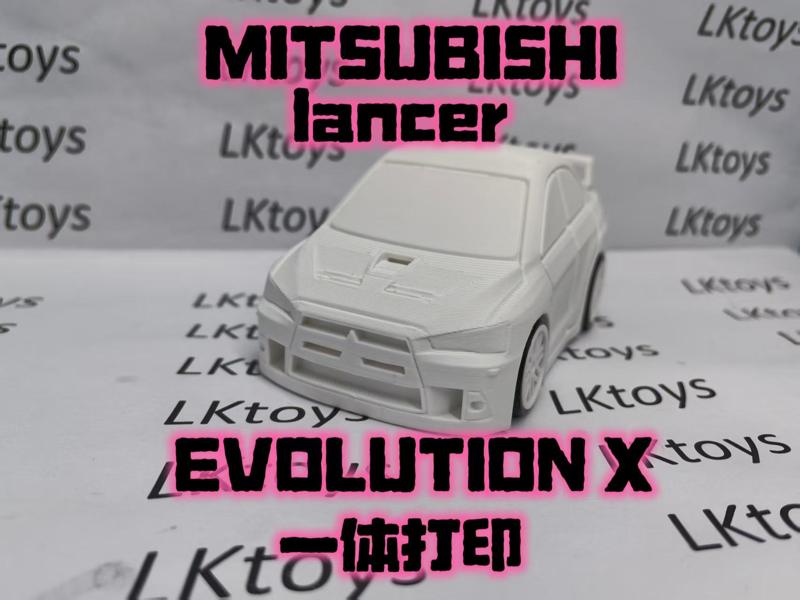 MITSUBISHI LANCER EVOLUTION X Print in Place White Model Chibi Toy Sports Car Body