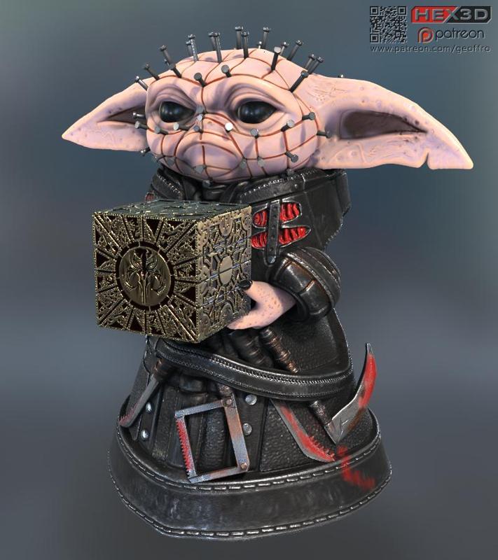 Grogu Cenobite / Baby Pinhead - Hellraiser