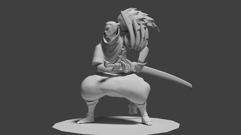 Yasuo detailed stl and craftware with supports