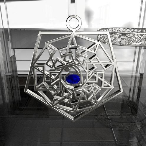 35mm Pentagonal Greek Pattern Pendant