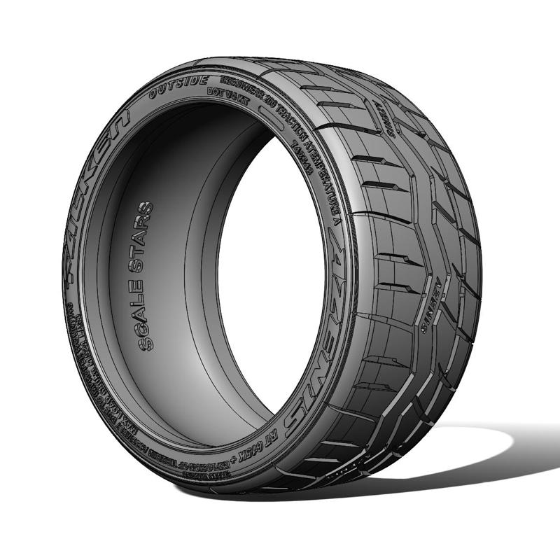 Falken Azenis RT615K+. Not stretch tire. 18 inch 1-24 scale