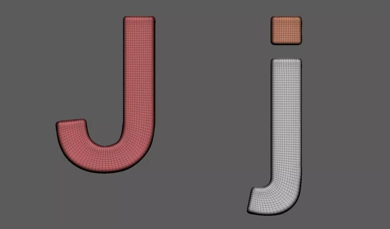 Volumetric letter Jj for cnc 3d print