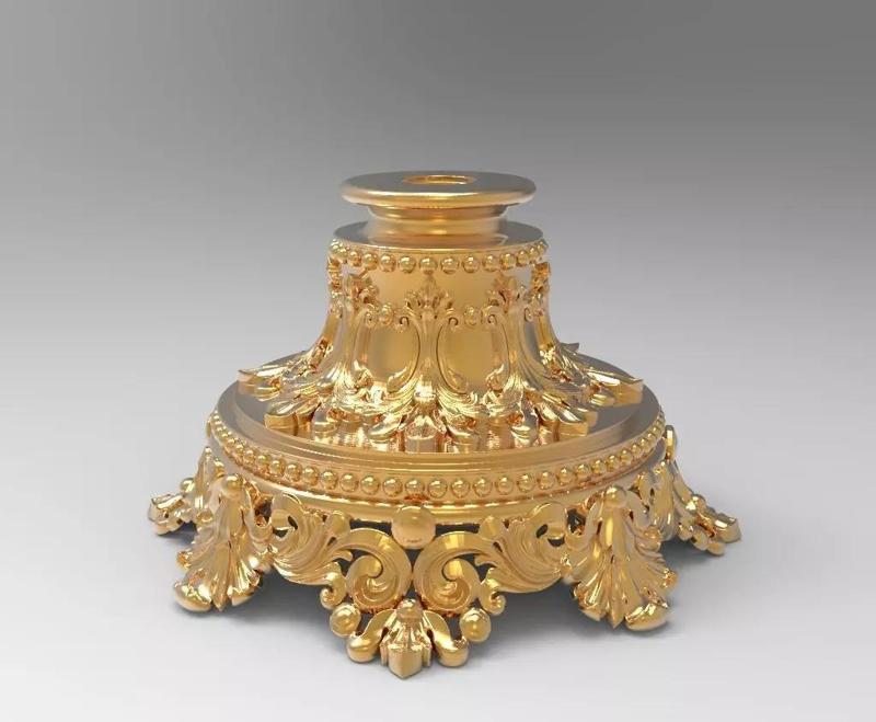 Pedestal 3D model ornate gold candle holder