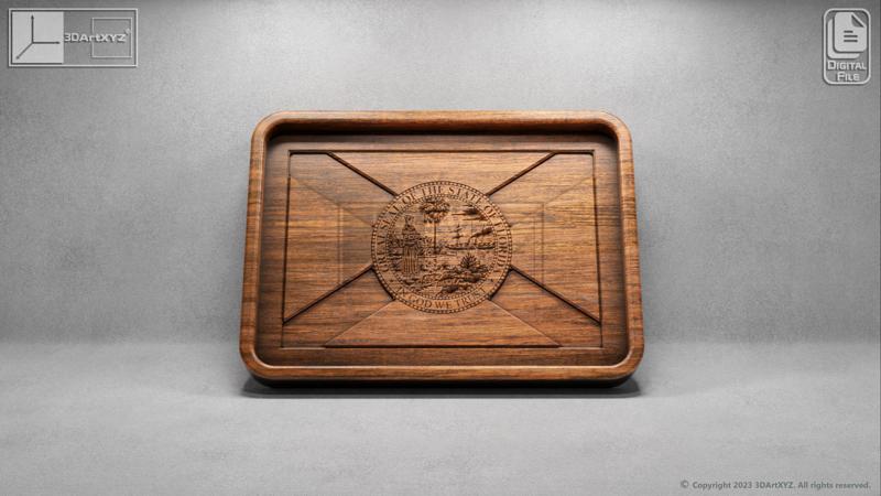 Florida Flag Tray - CNC Files for Wood (svg, dxf, eps, ai, pdf)