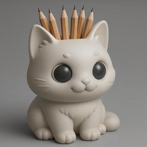 🐱 Cute Cat Pencil Holder - STL File for 3D Printing