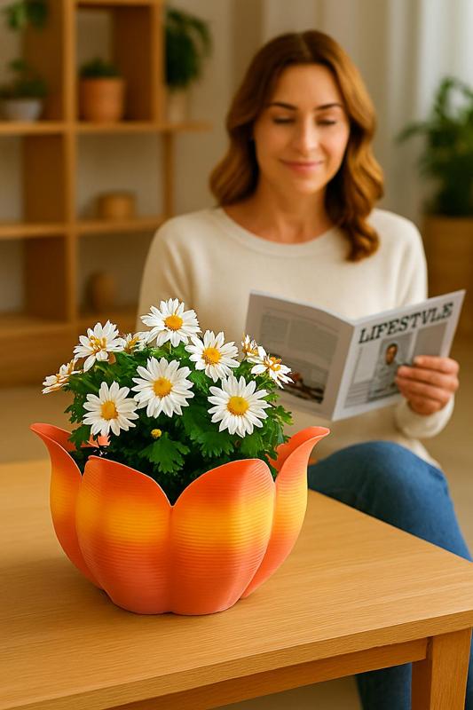 BloomPod: 3D Printable Flower-Shaped Planter – Petal Smooth Finish for Home & Desk Decor