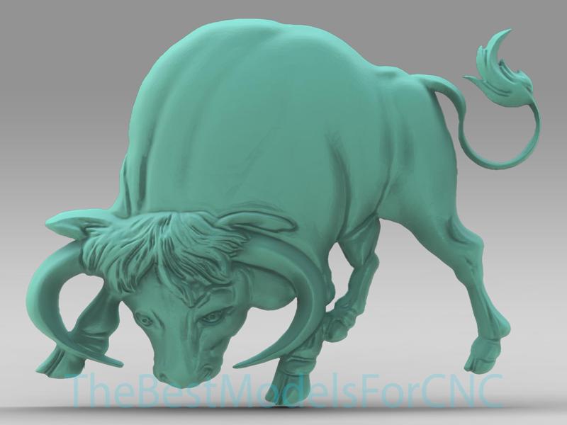 3D Model STL File for CNC Router Laser & 3D Printer Bull Attack