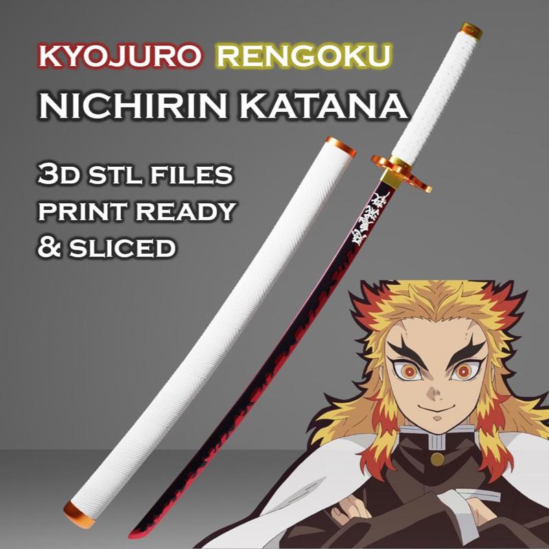 Rengoku Nichirin Katana -- Demon - Slayer -- Sliced Print Ready
