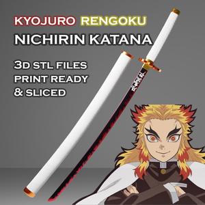 Rengoku Nichirin Katana -- Demon - Slayer -- Sliced Print Ready