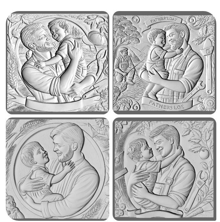 The Joy of Fatherhood: Bas Relief Art Collection, Bas-Relief, 3d Print, CNC Stl Model