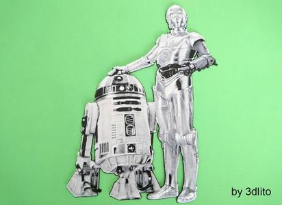 DIBUJO 3D R2d2 C3po
