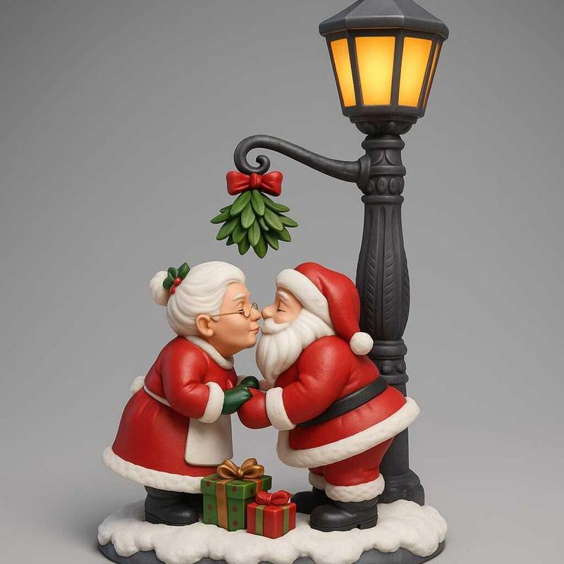Santa & Mrs. Claus Kissing Under Mistletoe – Christmas 3D Printable Figurine