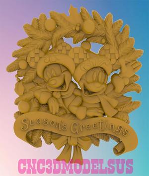 Mickey Mouse Christmas 3D MODEL STL FILE FOR CNC ROUTER LASER