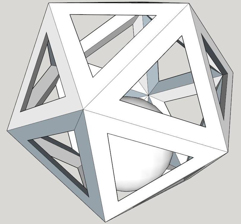 Platonic Icosahedron cage with ball