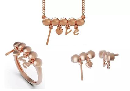 Collection Love gold ring with three balls
