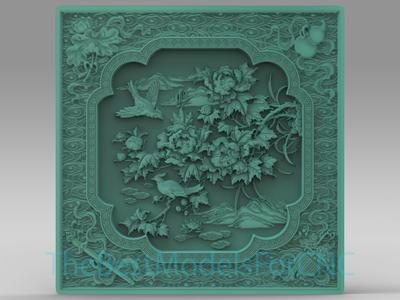 3D Model STL File for CNC Router Laser & 3D Printer Landscape of Birds on Tree
