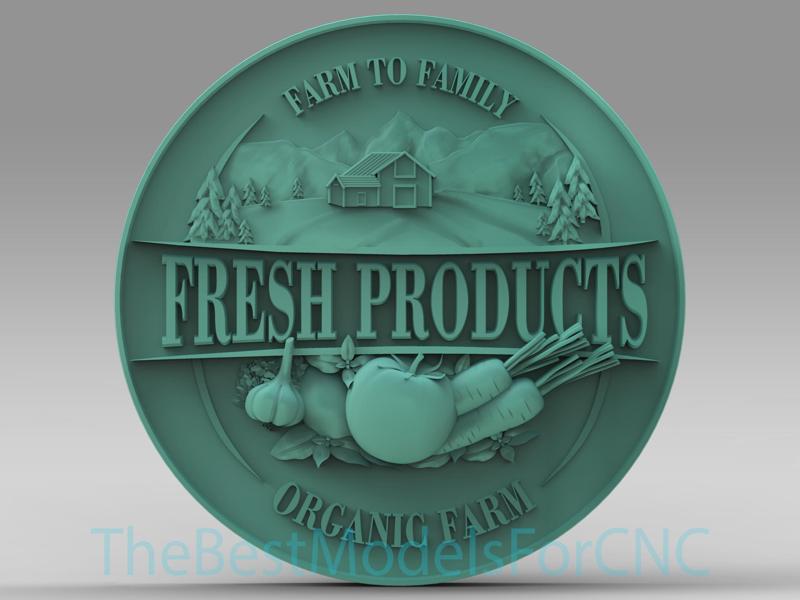3D Model STL File for CNC Router Laser & 3D Printer Fresh Farm Sign