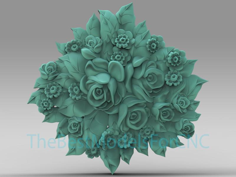 3D Model STL File for CNC Router Laser & 3D Printer Roses Decor
