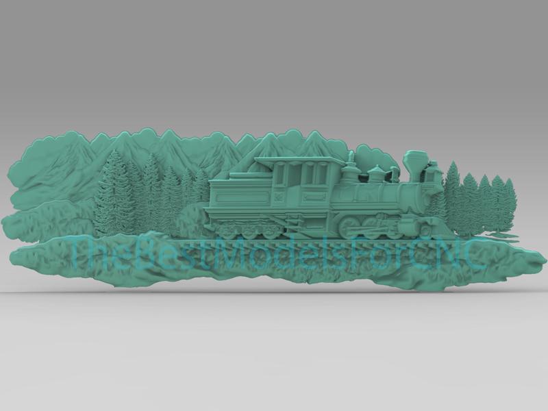 3D Model STL File for CNC Router Laser & 3D Printer Mountain in Train