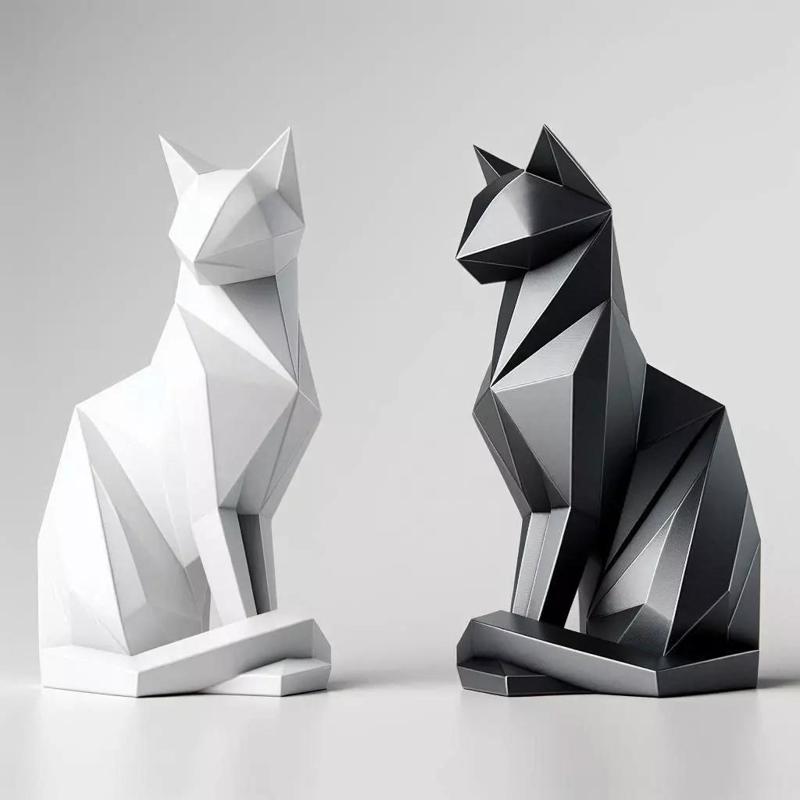Minimalist Geometric Cat Sculptures