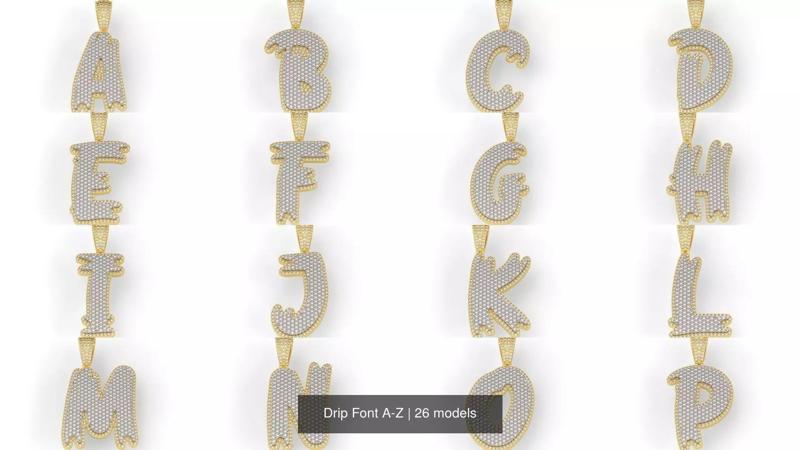Drip Font A-Z 3D Model Collection