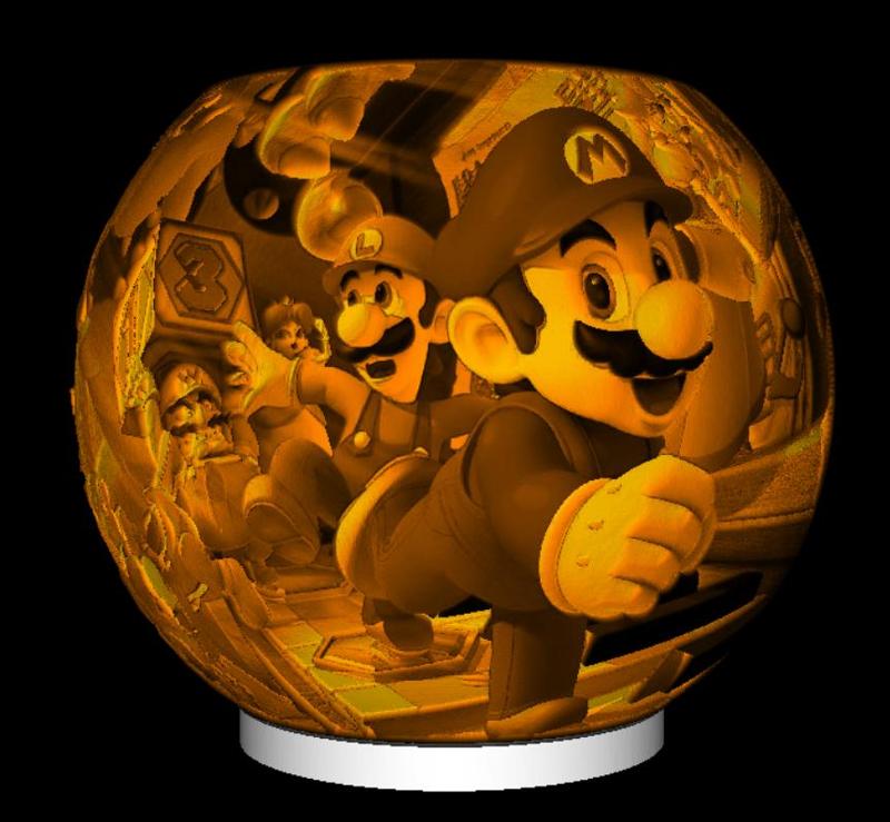 SPHERE NIGHT LIGHT SUPER MARIO LITHOPHANE
