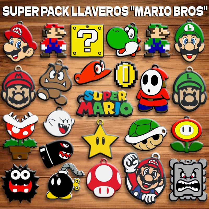 SUPER PACK 24 " MARIO BROS " / KEY CHAIN KEY RINGS