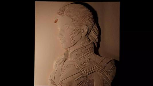 Commander Shepard  CNC 3d Print High Relief Sand Casting