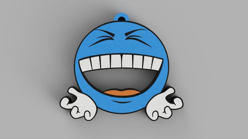 Blue Emoji - huhahaha - Keychain, Earring, Bagcharm