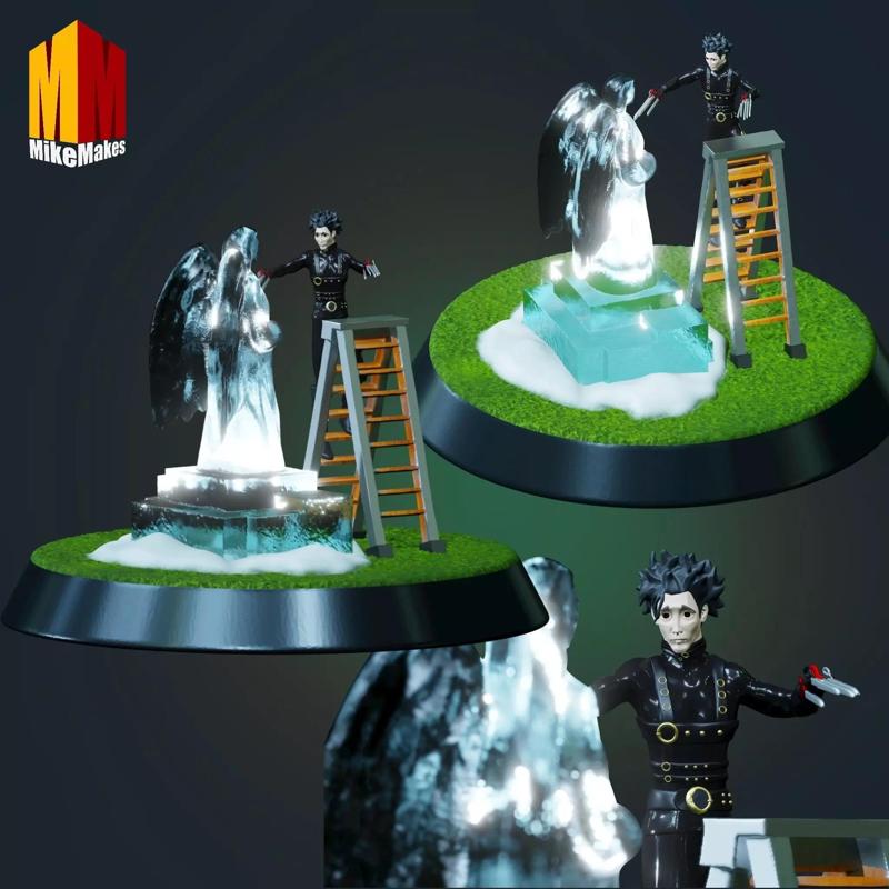 Edward Scissorhands ice sculpture diorama