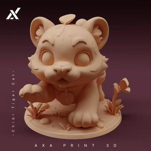 Chibi Tiger Cat STL - Cute Striped Kitten 3D Print Model