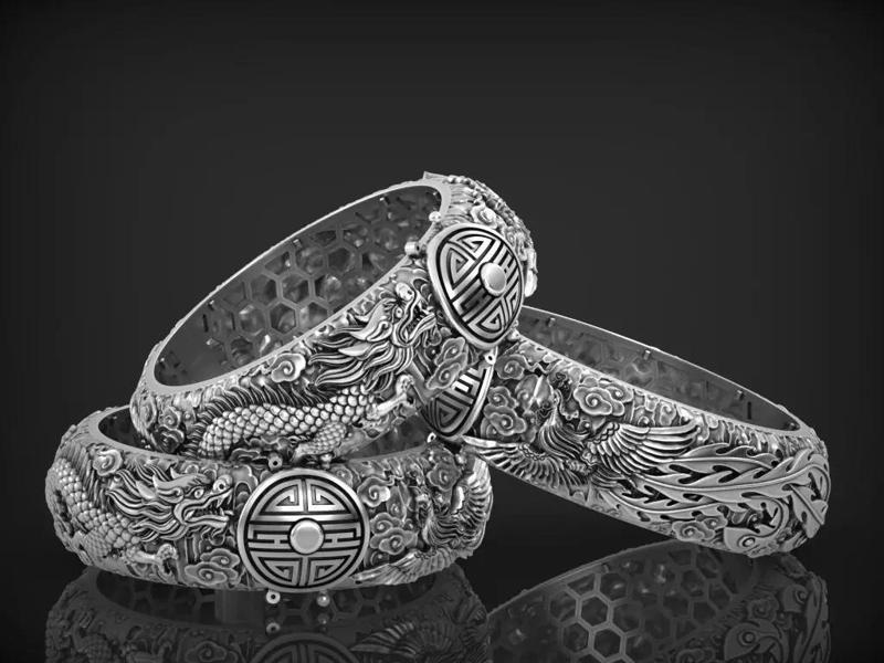 Dragon and phoenix bangles