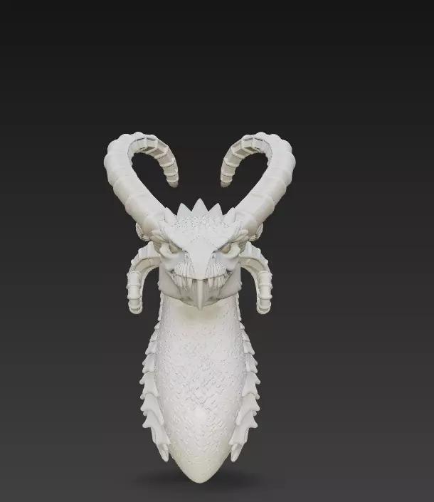 Dragon Head Bust - Stylized Fantasy Sculpture