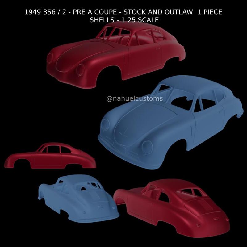 1949 356 / 2 - PRE A COUPE - STOCK AND OUTLAW  1 PIECE SHELLS - 1 25 SCALE