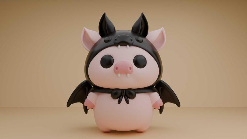 Pig Halloween bat