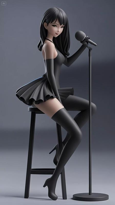 Anime Microphone Performer  Seated singer