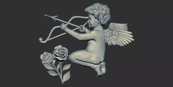 Angel Baby Cupid  Relief 3D print model CNC