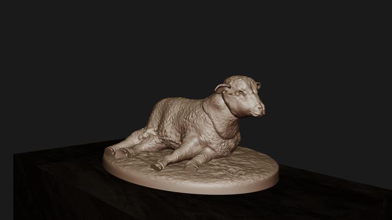 Lamb goat calf sitting stl