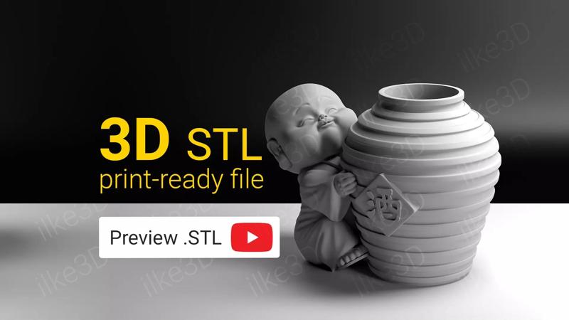 Buddha baby sleeping in pot