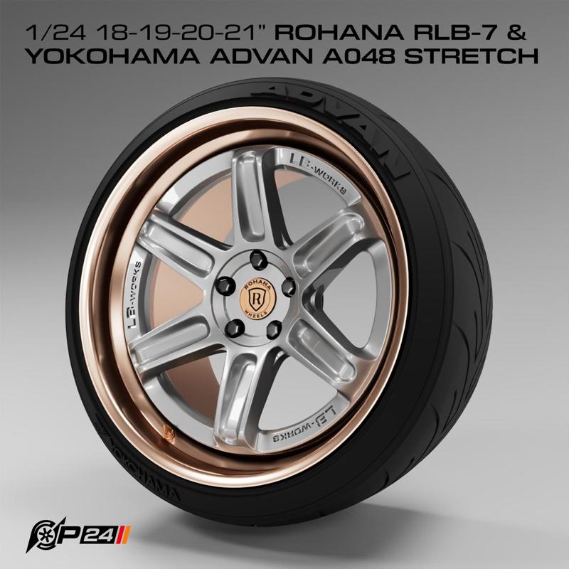 1/24 18-19-20-21 inch Rohana RLB-7 & Yokohama Advan A048 stretch