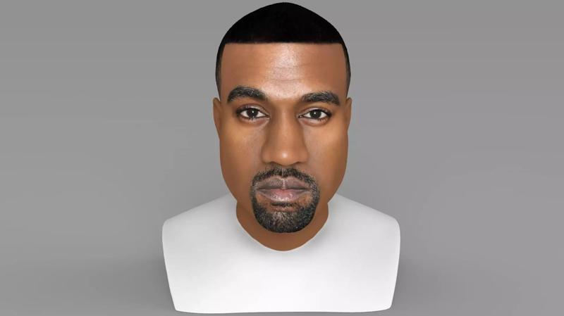 Kanye West bust ready for full color 3D printing